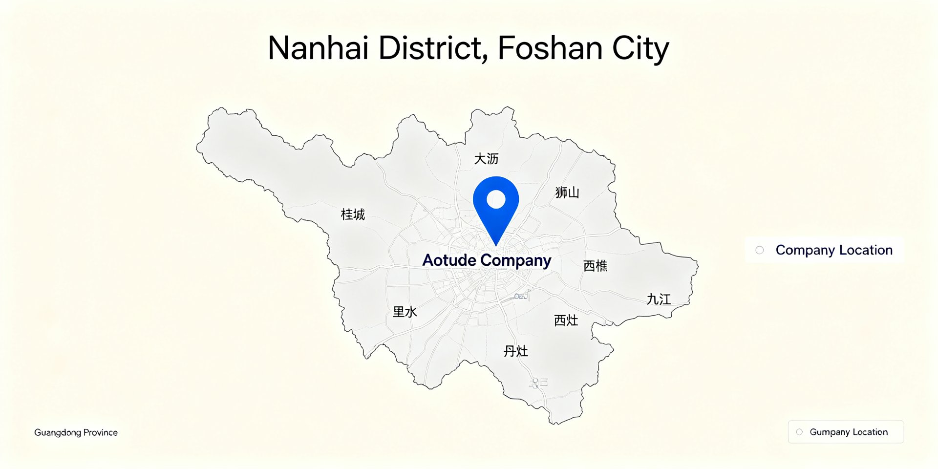 AOTUDE Company location - Nanhai District, Foshan City, Guangdong Province